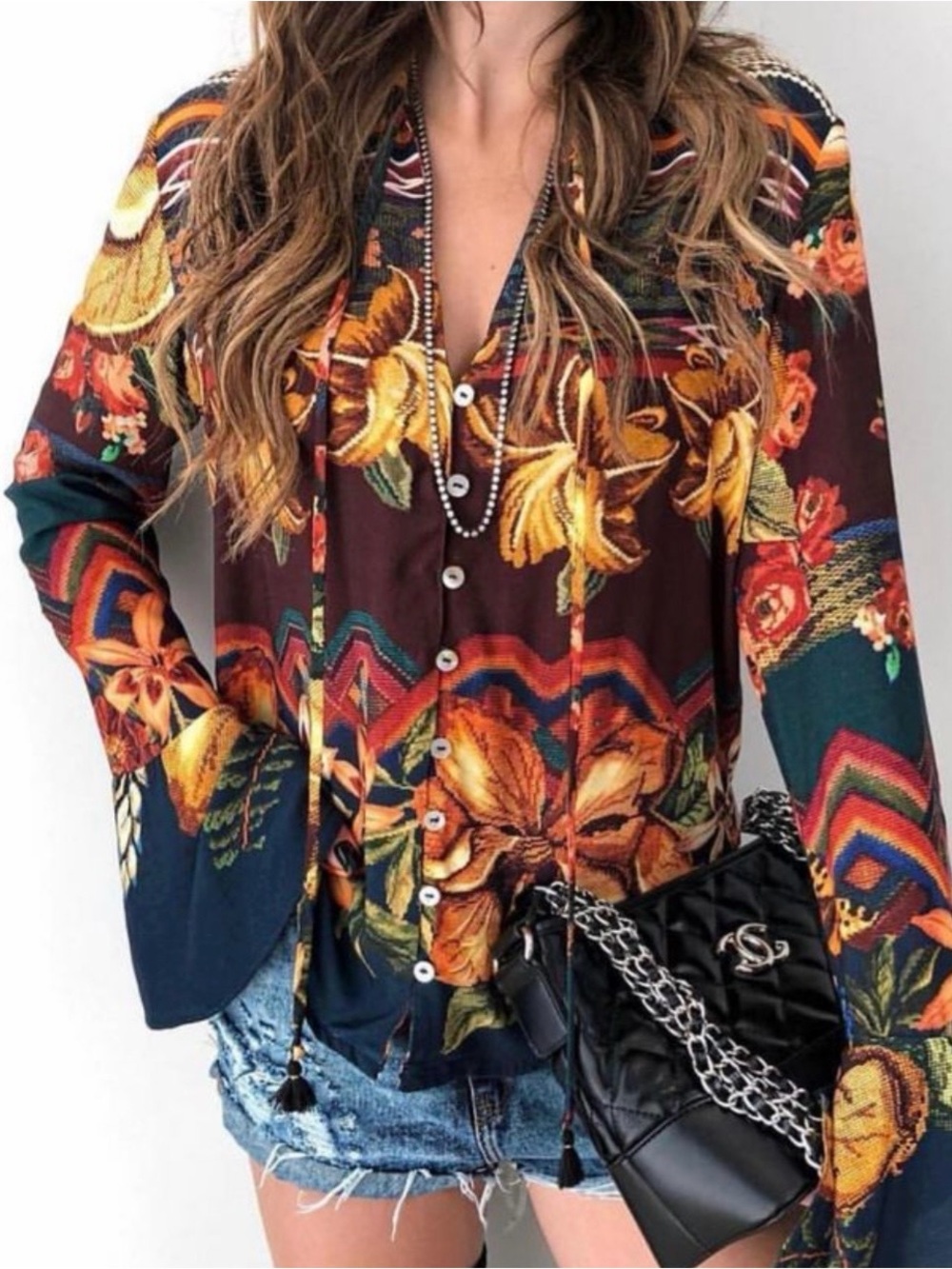 Farm Rio Carlota Multicolor Floral Top